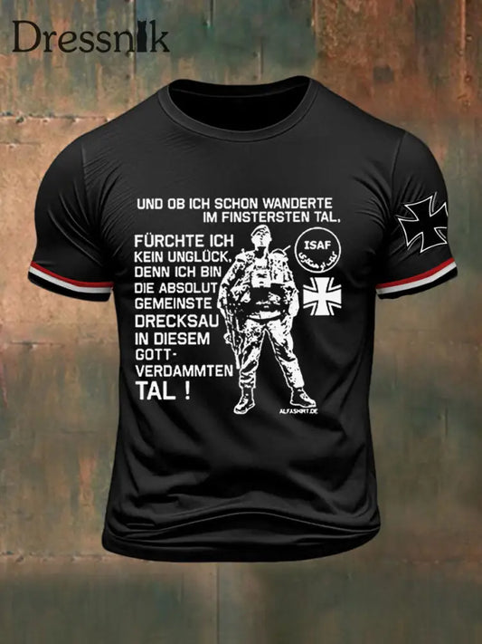 Gedrucktes T-Shirt für Männer Und OB Ich Schon Wanderte im Finsteren Schwarz / S