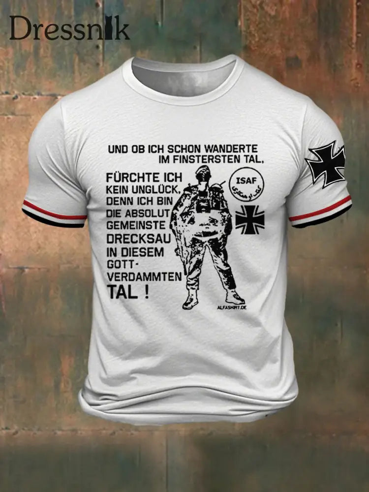 Gedrucktes T-Shirt für Männer Und OB Ich Schon Wanderte im Finsteren Weiß / S