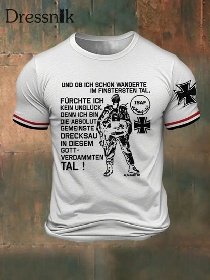 Gedrucktes T-Shirt für Männer Und OB Ich Schon Wanderte im Finsteren Weiß / S