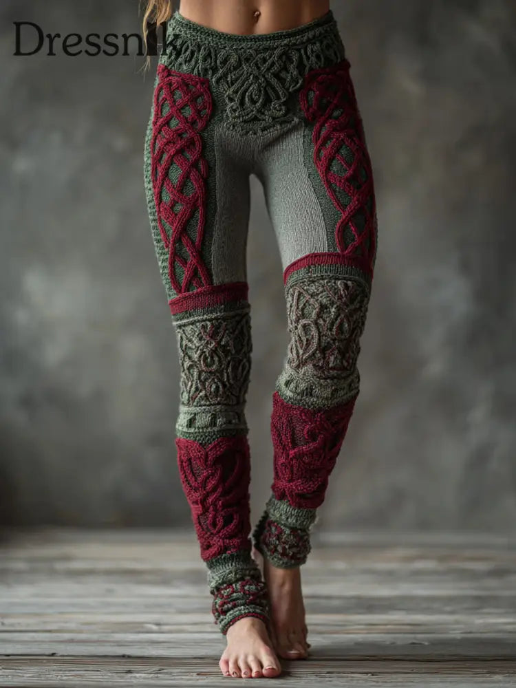 Gemütliche Leggings mit keltischem Knoten muster für Frauen Weihnachten inspiriert als bild / S