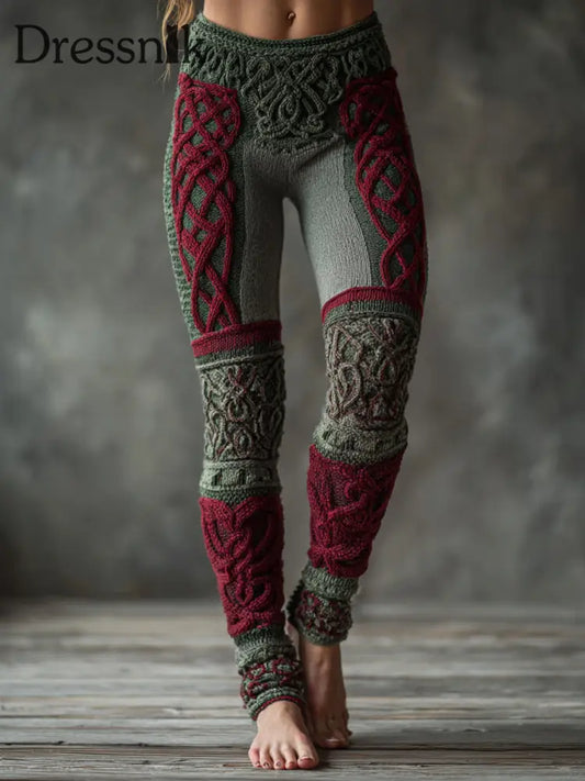Gemütliche Leggings mit keltischem Knoten muster für Frauen Weihnachten inspiriert als bild / S