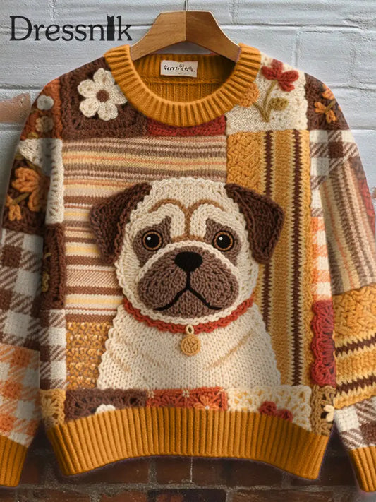 Gemütliche Strick pullover für Damen mit Häkel kunst als bild / S