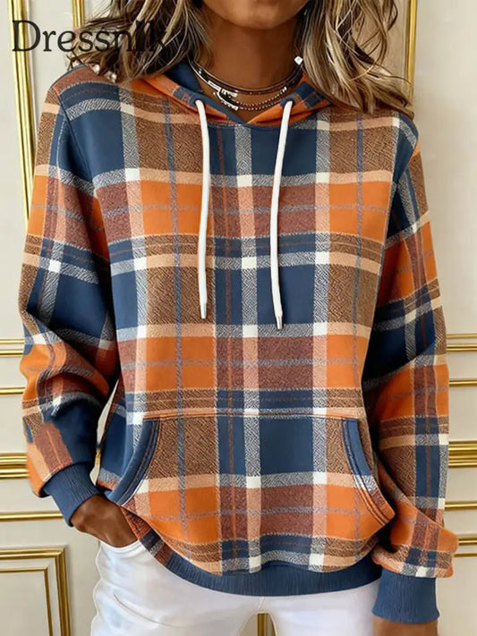 Gemütlicher Hoodie mit Frauen-Herbst-Plaid-Muster als bild / S