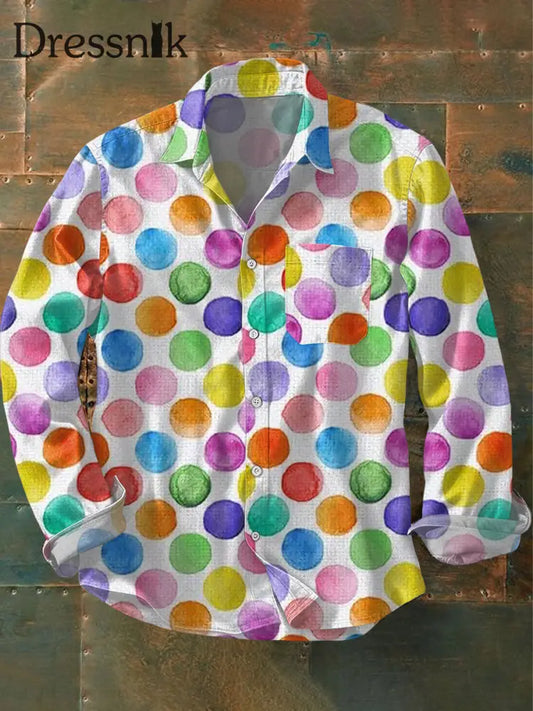 Geometrische Kunst bedrucktes Herren hemd Weiß / S