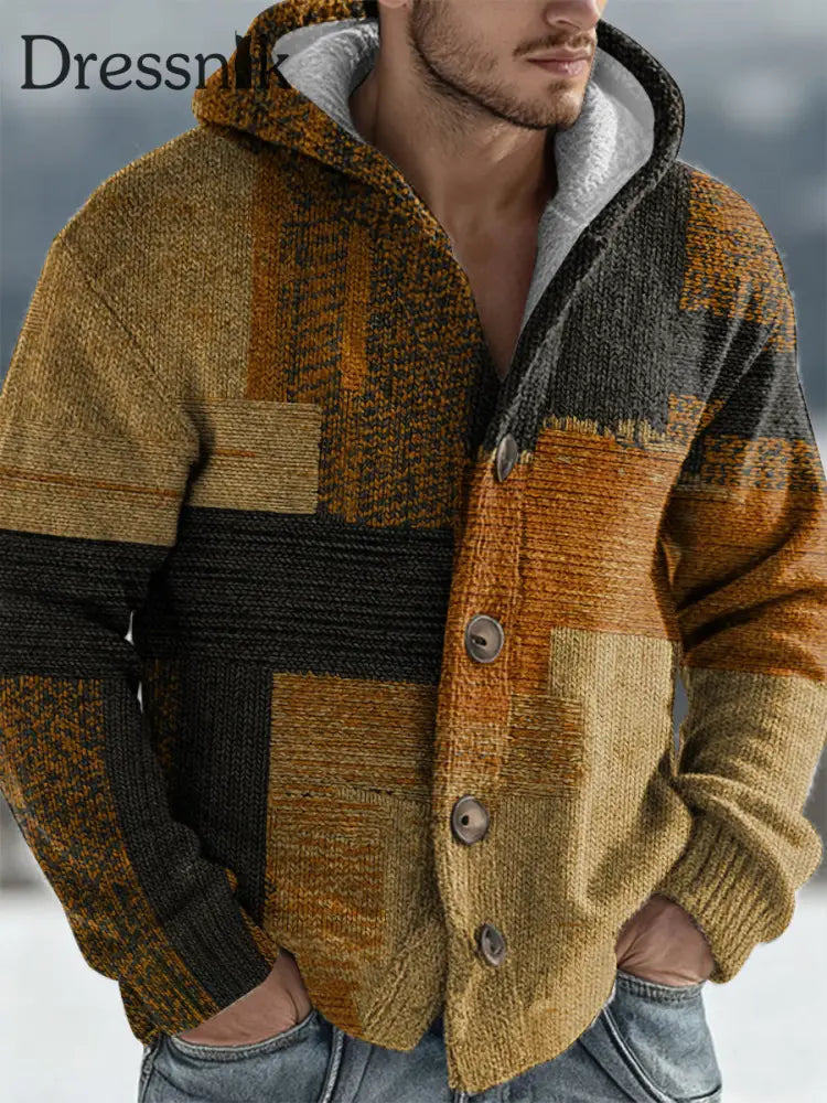 Geometrische Kunst Cardigan Herren bekleidung Khaki / S