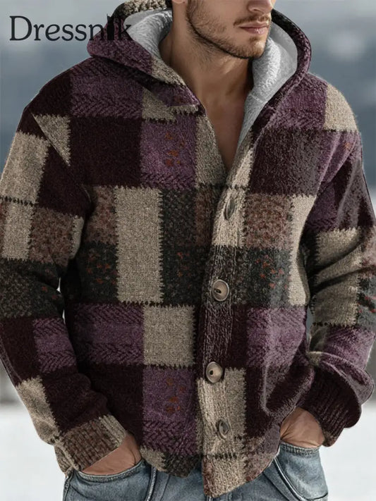 Geometrische Kunst Cardigan Herren bekleidung Schwarz-Lila / S