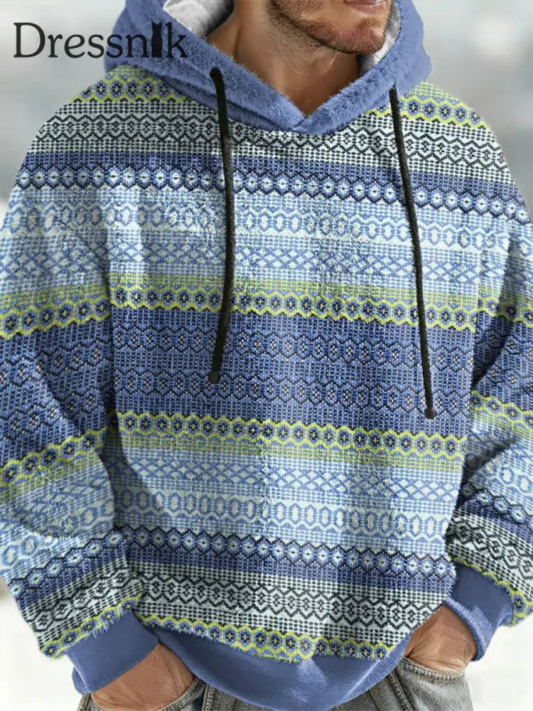 Geometrische Kunst Flanell Hoodie für Männer hellblau / S