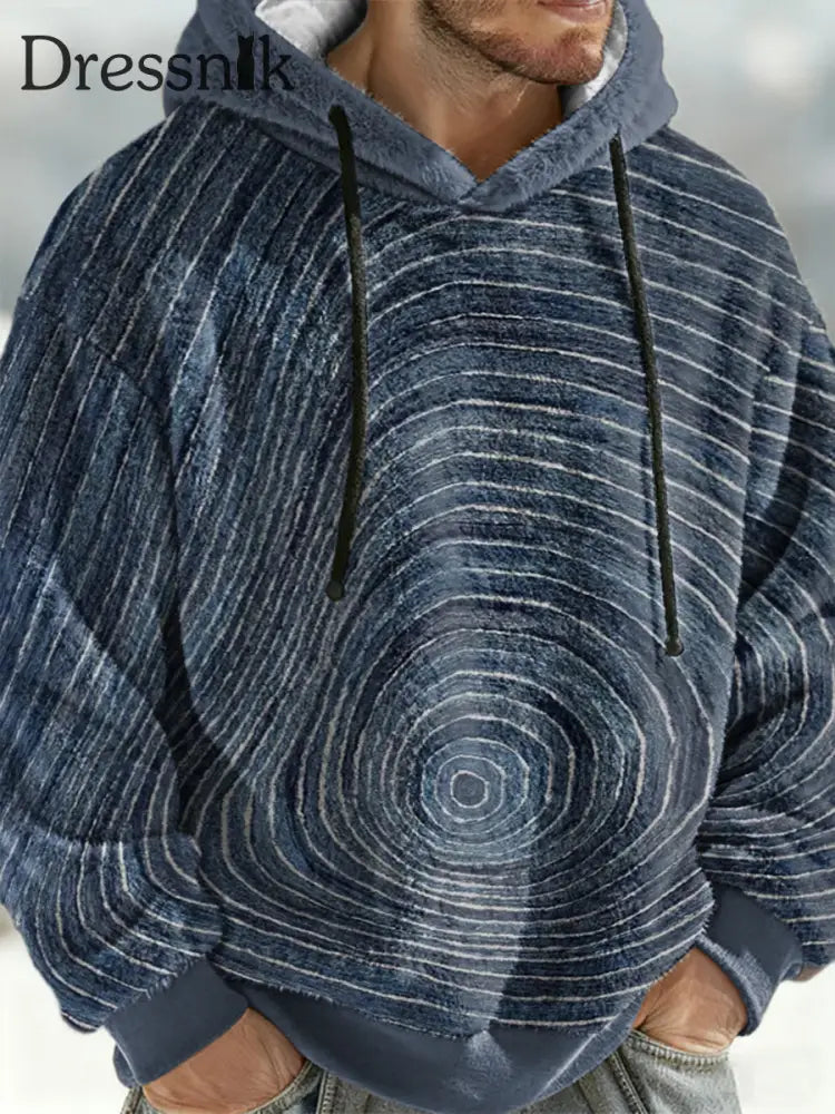 Geometrische Kunst Flanell Hoodie für Männer Marineblau / S