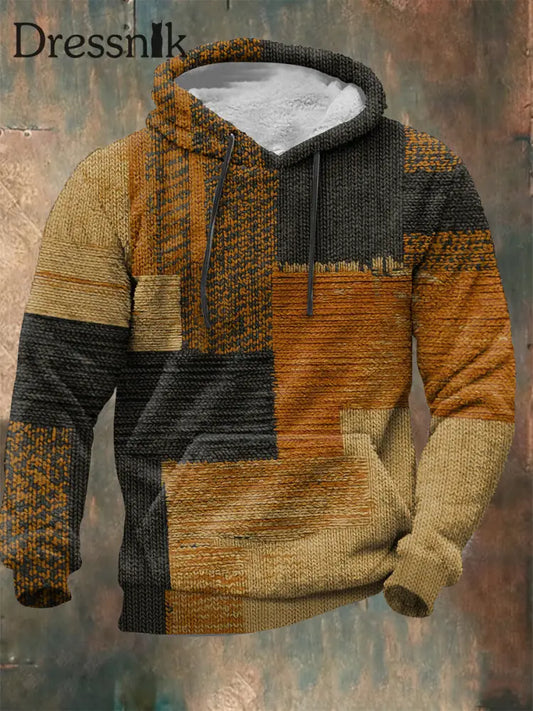 Geometrische Kunst Flanell Hoodie für Männer Mischfarbe / S