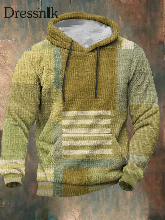 Geometrische Kunst Flanell Hoodie für Männer Mischfarbe / S