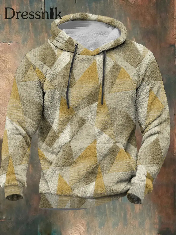 Geometrische Kunst Flanell Hoodie für Männer Mischfarbe / S