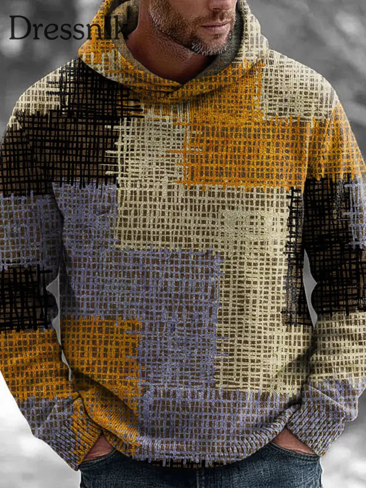 Geometrische Kunst gestrickter Hoodie für Männer als bild / S
