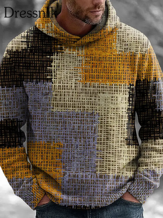 Geometrische Kunst gestrickter Hoodie für Männer als bild / S