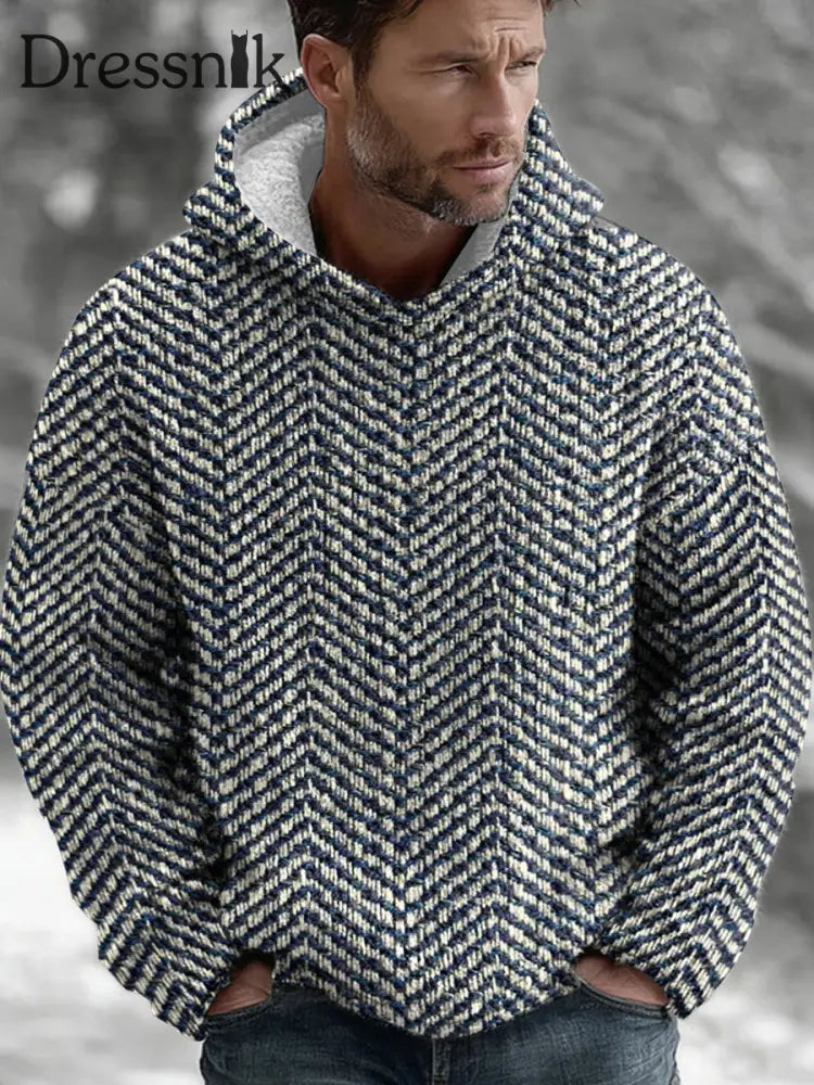 Geometrische Kunst Hoodie für Männer Marineblau / S