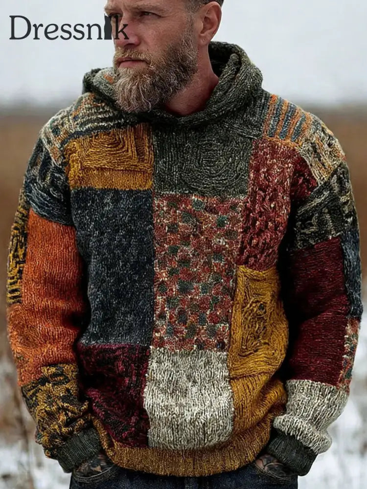 Geometrische Kunst Hoodie für Männer Mischfarbe / S