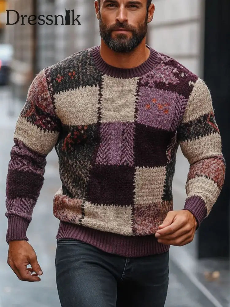 Geometrischer Kunst pullover für Männer Lila / S