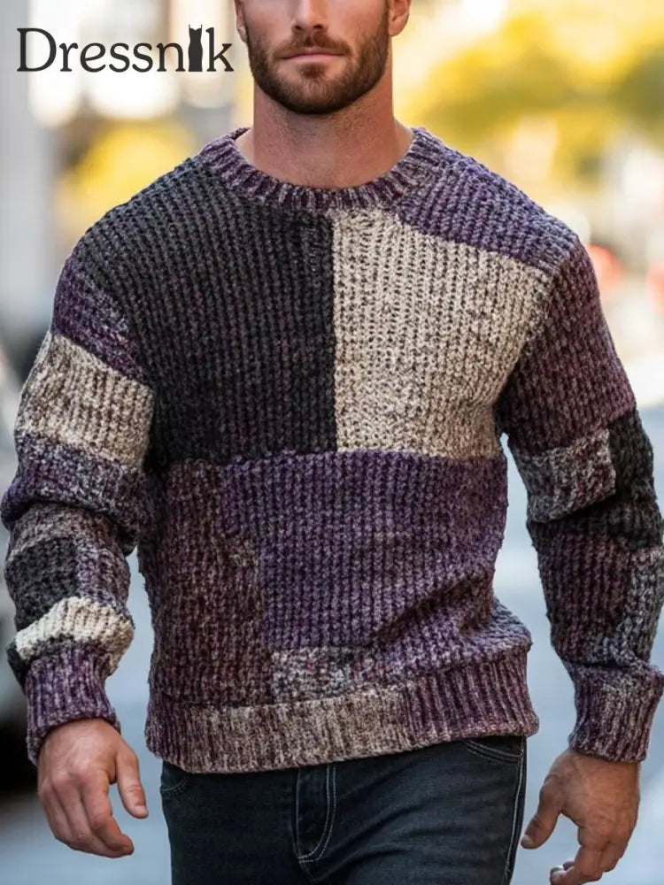Geometrischer Kunst pullover für Männer Lila / S