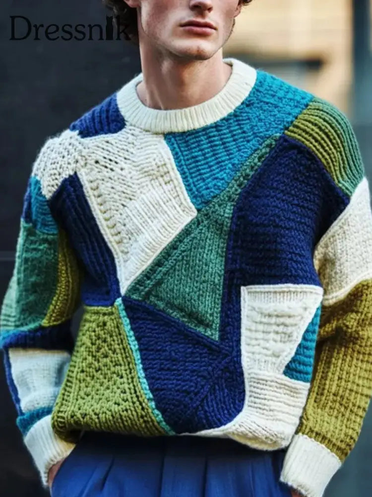 Geometrischer Kunst pullover für Männer Mischfarbe / S