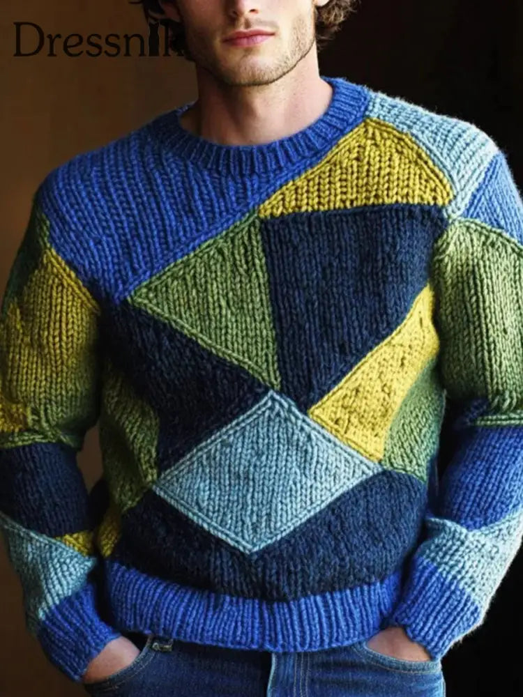 Geometrischer Kunst pullover für Männer Mischfarbe / S