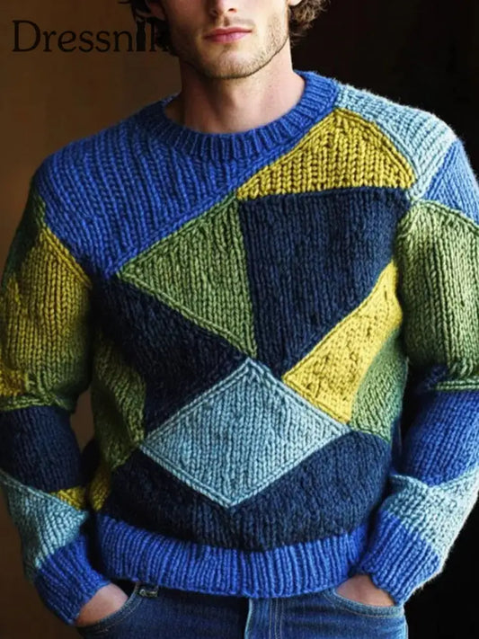 Geometrischer Kunst pullover für Männer Mischfarbe / S