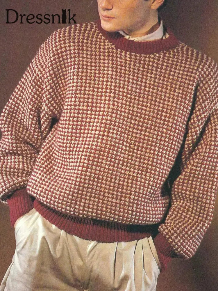 Geometrischer Kunst pullover für Männer Weinrot / S