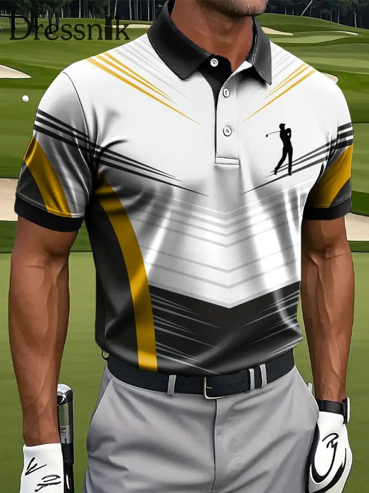 Geometrisches Kunstdruck-lässiges Business-Polo-Shirt für Männer bunt / S