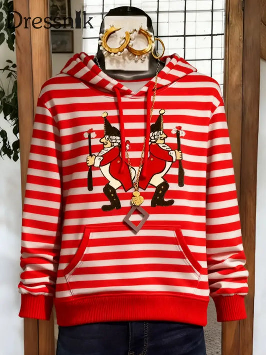 Gestreifter Hoodie mit Kölner Karnevals druck für Frauen Rot / S