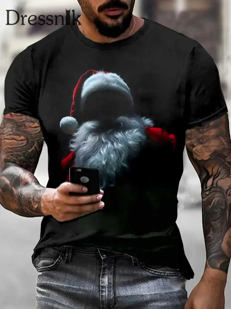 Gothic Weihnachten gedruckt Vintage Mode lose Kurzarm T-Shirt Schwarz / S