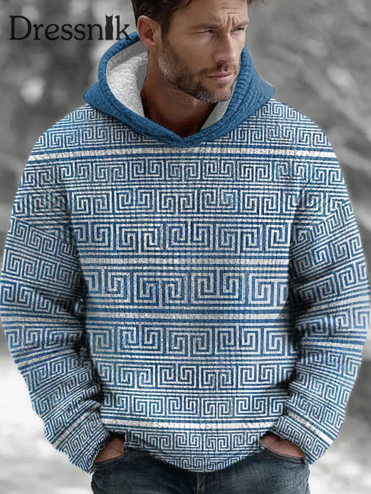 Griechischer Schlüssel Kunst Hoodie für Männer blau / S
