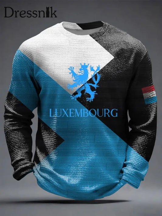 Großartiges luxemburg isches Löwen-Flaggen-Block-T-Shirt für Männer mehrfarbig / S