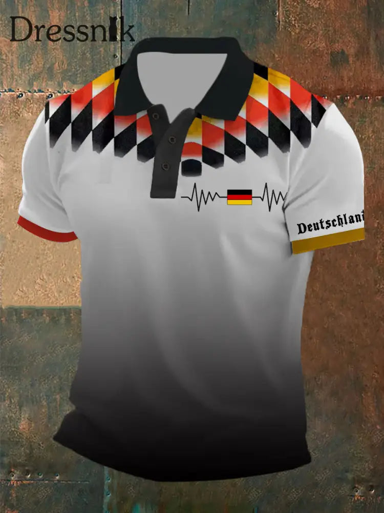 Heartbeat-Print-Polos hirt für Männer mit deutscher Flagge als bild / S