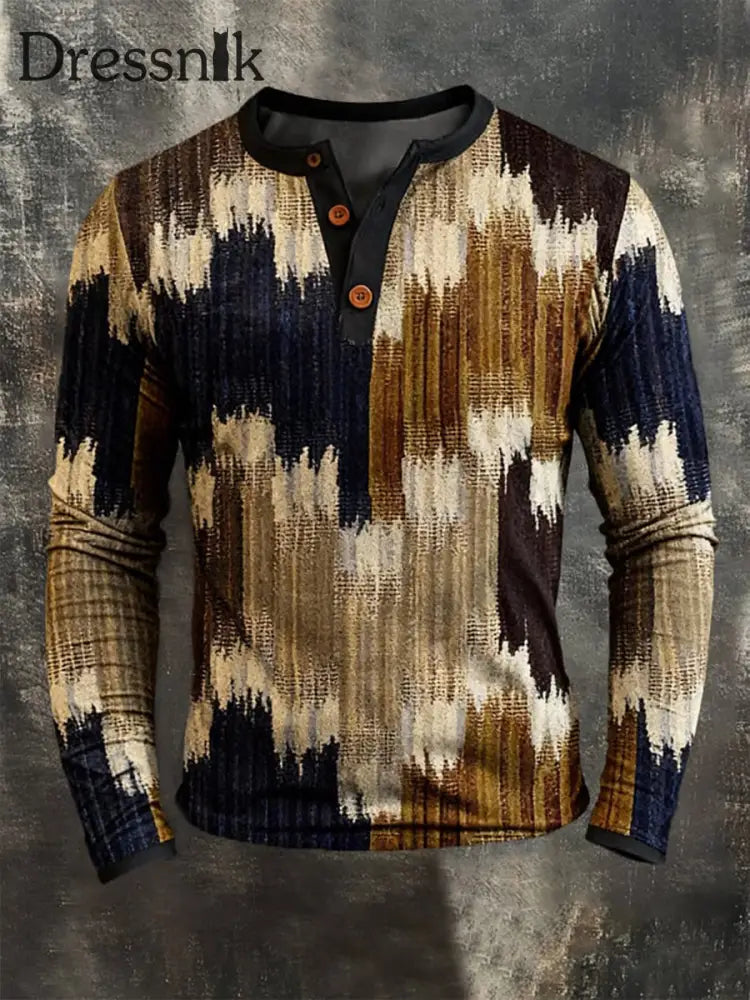 Henley-Hemd mit drei Knöpfen lang ärmeliges Herren-West muster als bild / S