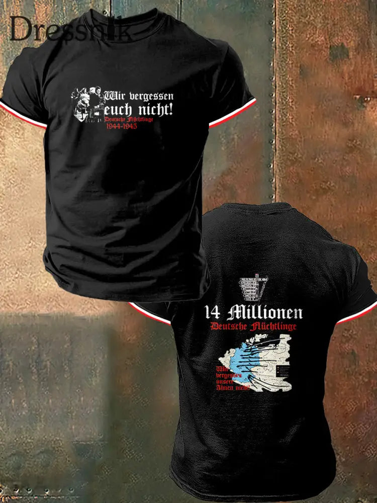 Herren 14 Wörter Druck Vintage Mode Kurzarm T-Shirt Schwarz / S
