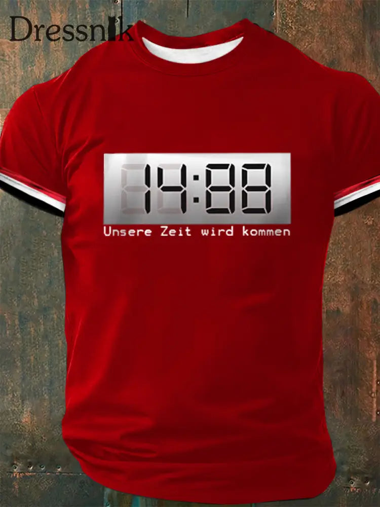 Herren 1488 Alte Schule Print Kurzarm T-Shirt Rot / S