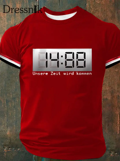 Herren 1488 Alte Schule Print Kurzarm T-Shirt Rot / S