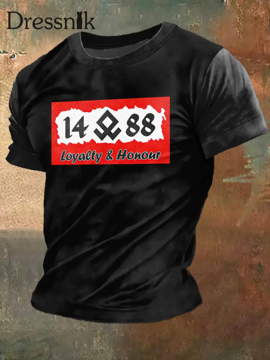 Herren 1488 Print Vintage Mode Kurzarm T-Shirt Schwarz / S