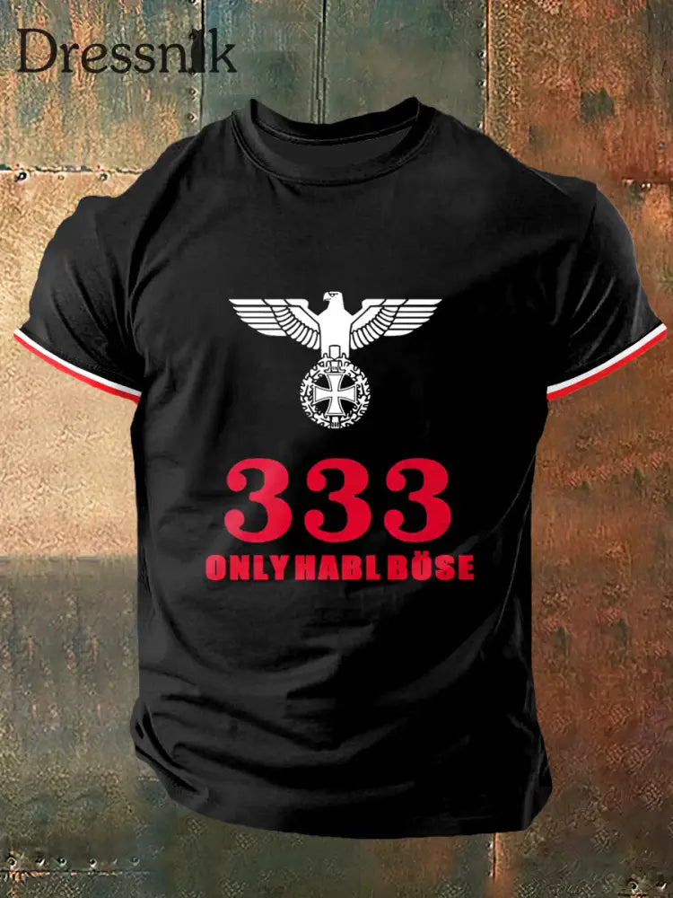 Herren 333 Halbböse Print Vintage Mode Kurzarm T-Shirt Schwarz / S