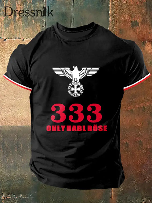 Herren 333 Halbböse Print Vintage Mode Kurzarm T-Shirt Schwarz / S