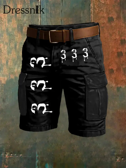 Herren 333 Kunstdruck Overalls Shorts Schwarz / S