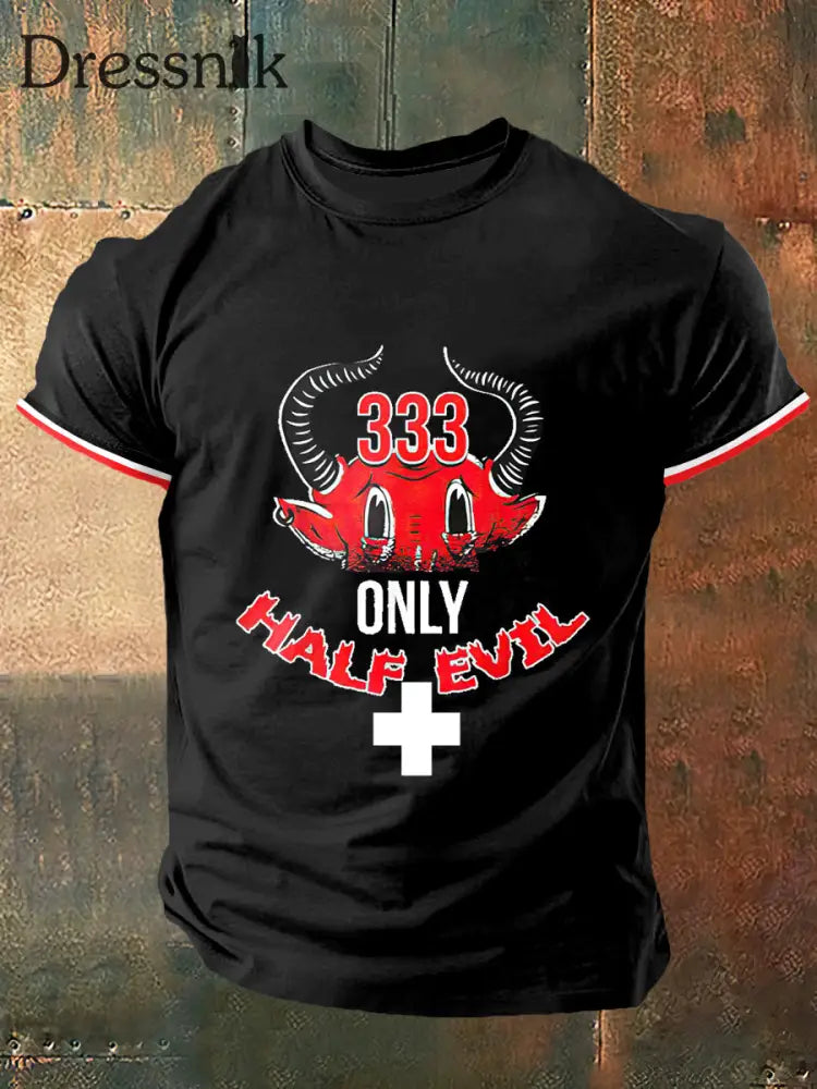 Herren 333 nur halb böse Print Vintage Mode Kurzarm T-Shirt Schwarz / S