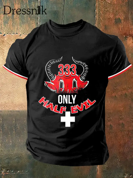 Herren 333 nur halb böse Print Vintage Mode Kurzarm T-Shirt Schwarz / S