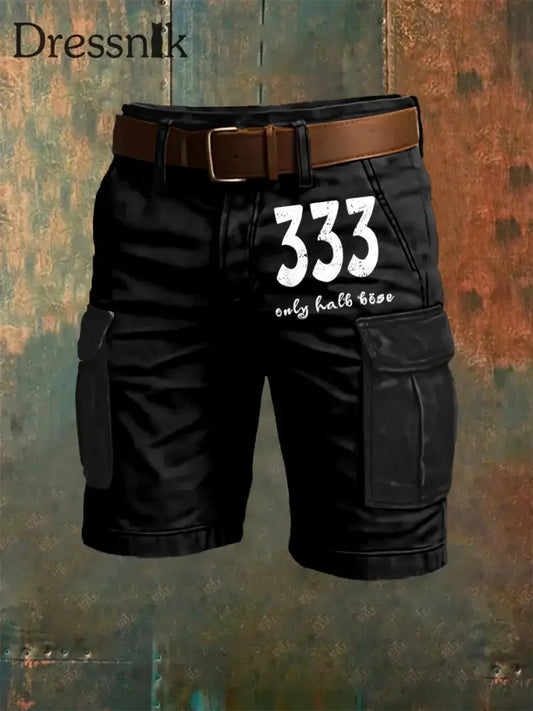 Herren 333 Only Halb Böse Kunstdruck Overalls Shorts Schwarz / S