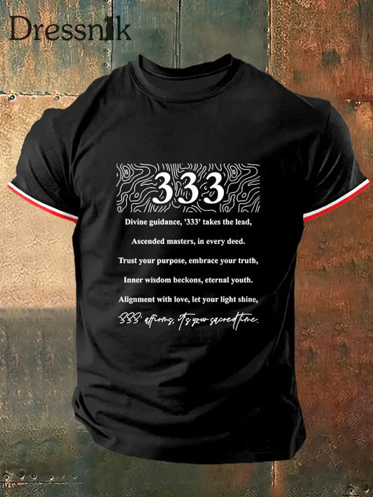 Herren 333 Print Vintage Mode Kurzarm T-Shirt Schwarz / S