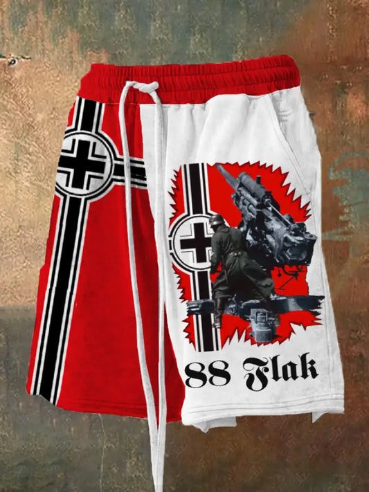Herren 88 Flak bedruckte Freizeit shorts Rot / S