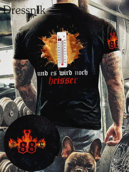 Herren 88 Grad und es wird noch Heisser bedrucktes Kurzarm-T-Shirt Schwarz / S