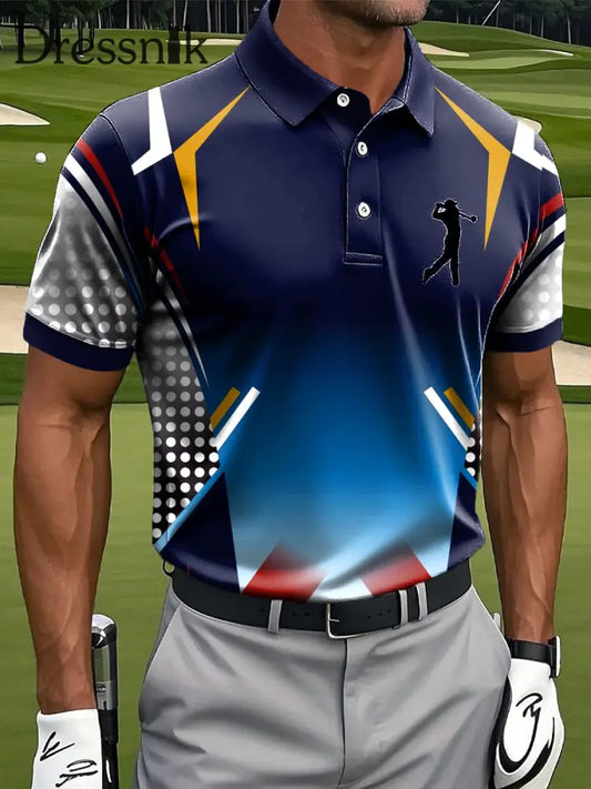Herren Abstrakte Gradienten linie Farbe Kunst Druck Casual Business Polo Shirt bunt / S