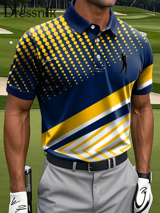 Herren Abstraktes Polka Dot Line Kunstdruck Casual Business Polo Shirt bunt / S