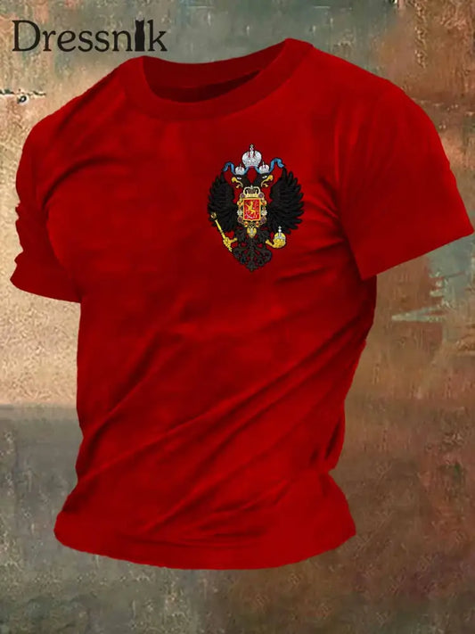 Herren Adler Print Vintage Mode Kurzarm T-Shirt bunt / S