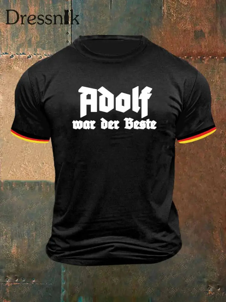 Herren Adolf Print Vintage Mode Kurzarm T-Shirt bunt / S