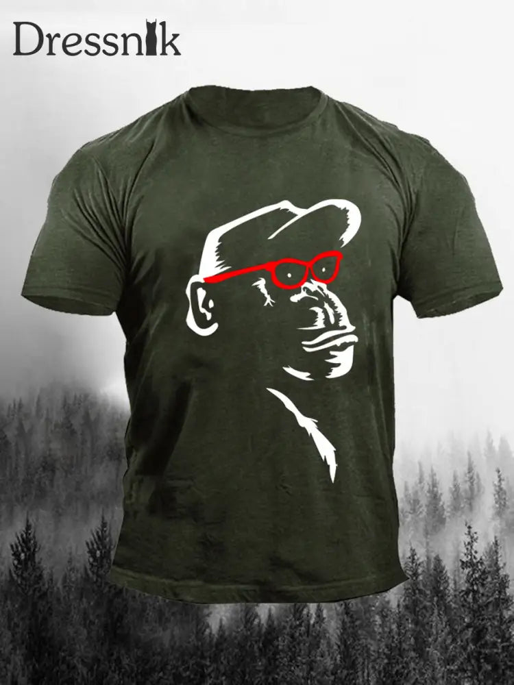 Herren Affe Kunstdruck Casual T-Shirt Armee grün / S